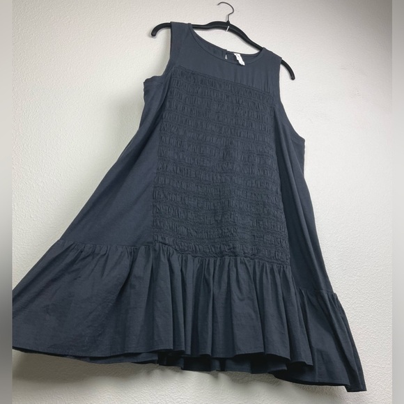 Daily Practice by Anthropologie Women's XL Prix Smocked Dress Drop Waist Black - Picture 7 of 16